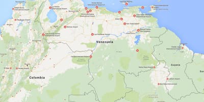 Ramani ya venezuela viwanja vya ndege